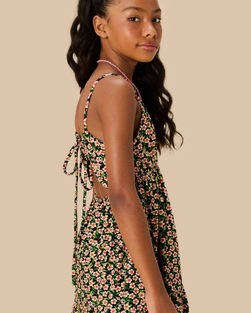Vestido Malha Hibiscos Mini